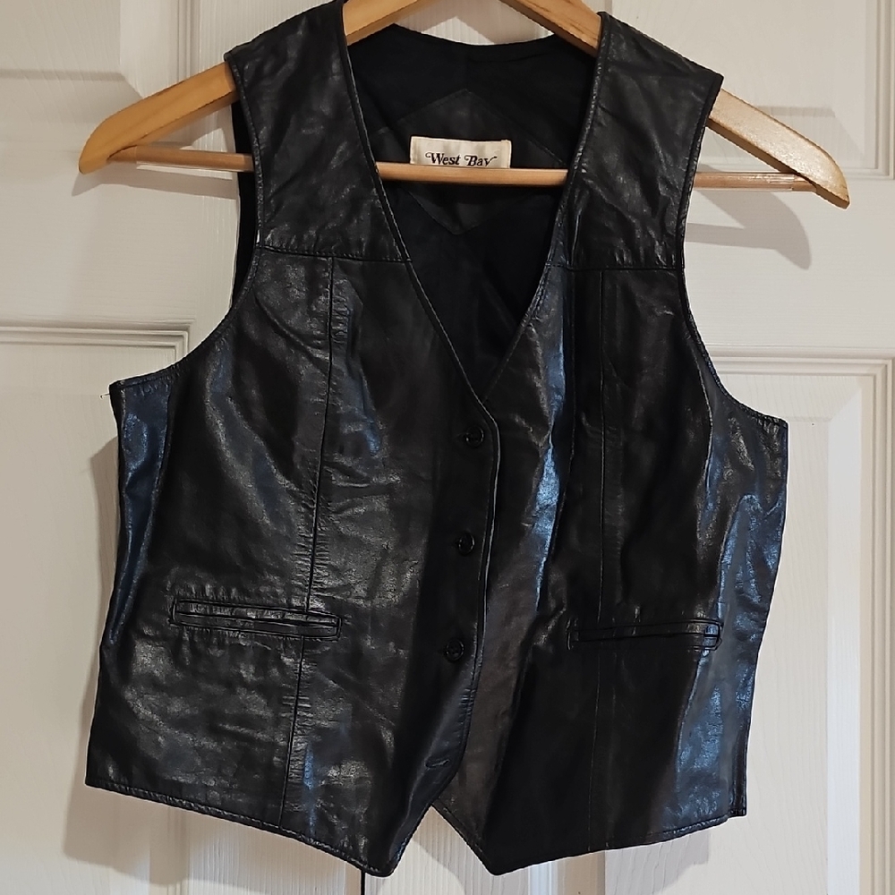🖤 West Bay 100% Top Grain Leather Vest – Size 6